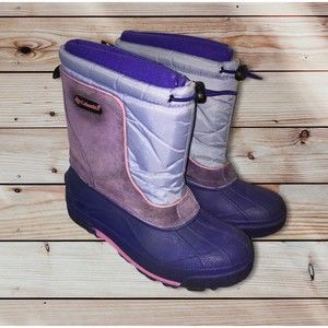 COLUMBIA Bugabarn Jr. YOUTH 6 Boots Suede Purple Winter Snow Rubber UNISEX #A52
